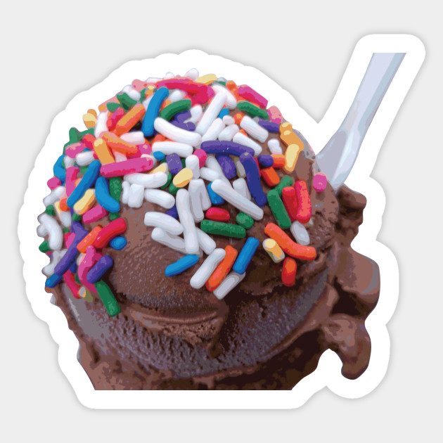 Warm Thoughts - Dark Chocolate Ice Cream with Rainbow Sprinkles Sticker
