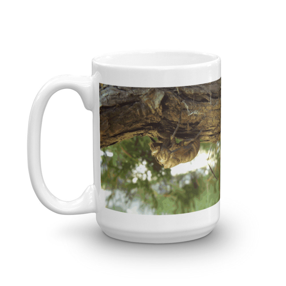 Cicada shell. It was in a hurry. Mug by someartworker on Etsy
