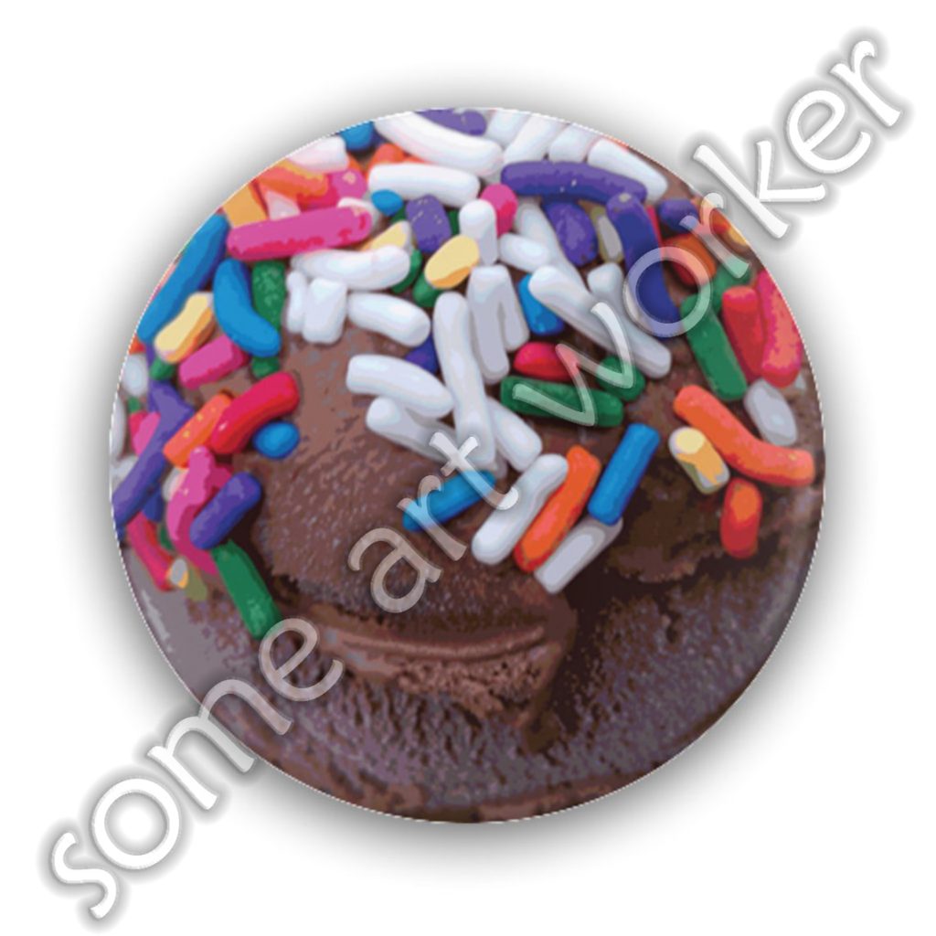 Warm Thoughts - Dark Chocolate Ice Cream With Rainbow Sprinkles 1.25" or 2.25" Pinback Button by someartworker on Etsy