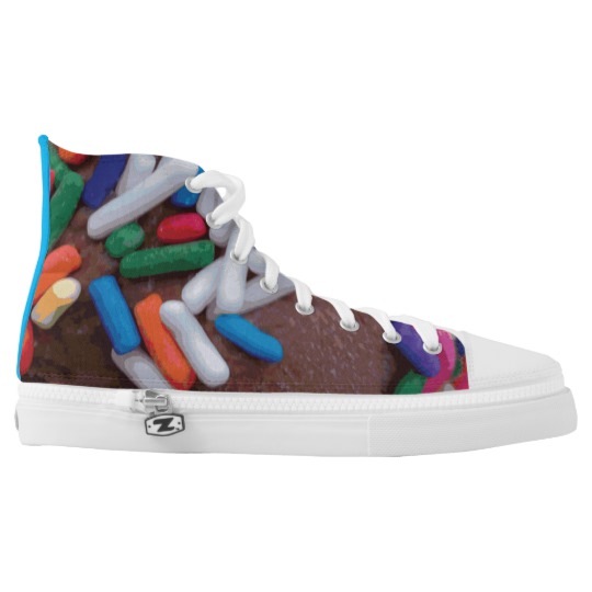 Dark Chocolate Ice Cream with Rainbow Sprinkles High Top Sneakers by someartworker on Zazzle