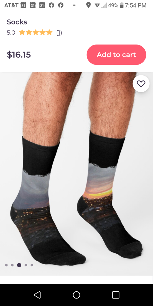 someartworker Sunset - April 6, 2018 socks from Redbubble