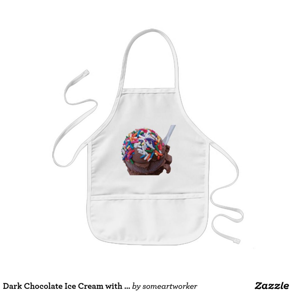 Dark Chocolate Ice Cream with Rainbow Sprinkles kids apron by someartworker on Zazzle