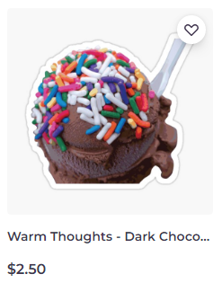 Warm Thoughts Dark Chocolate Ice Cream with Rainbow Sprinkles sticker on Redbubble by someartworker