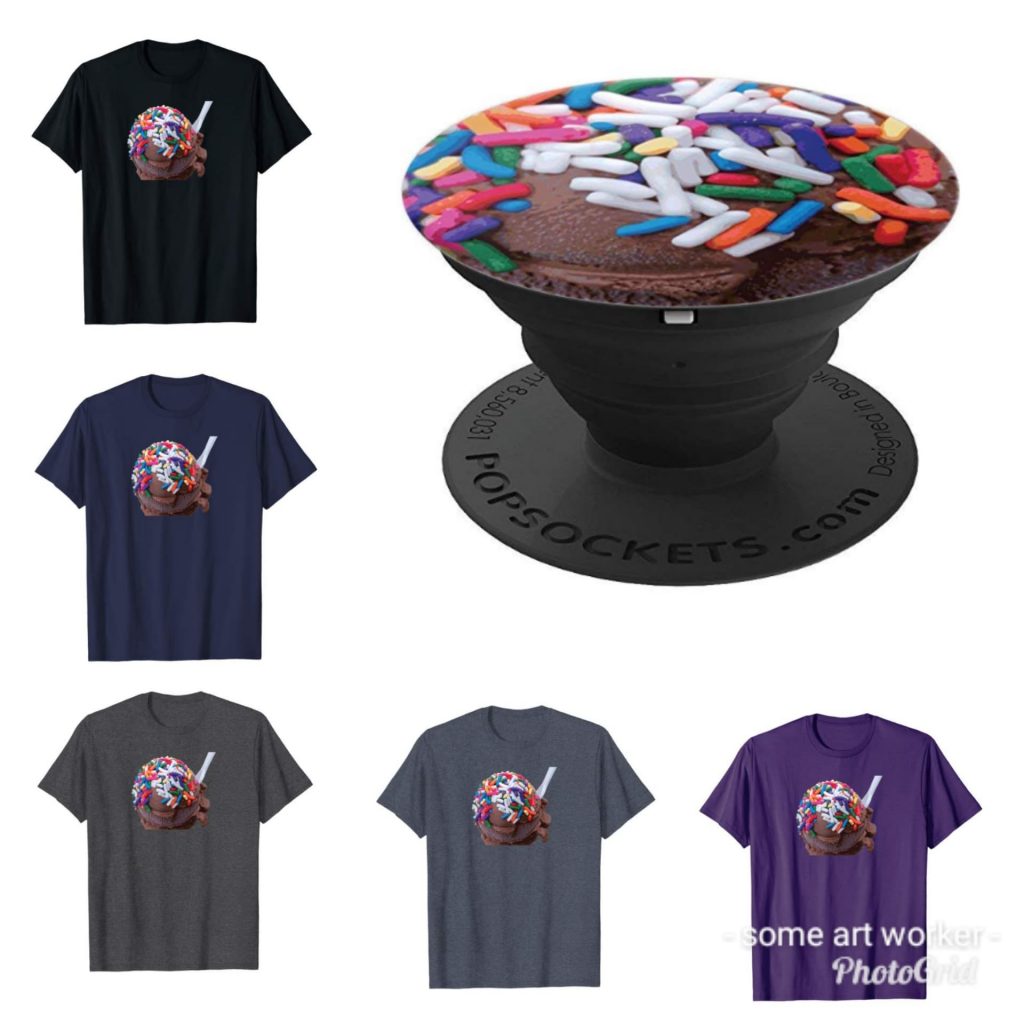 Warm Thoughts Dark Chocolate Ice Cream with Rainbow Sprinkles on Merch by Amazon by someartworker
