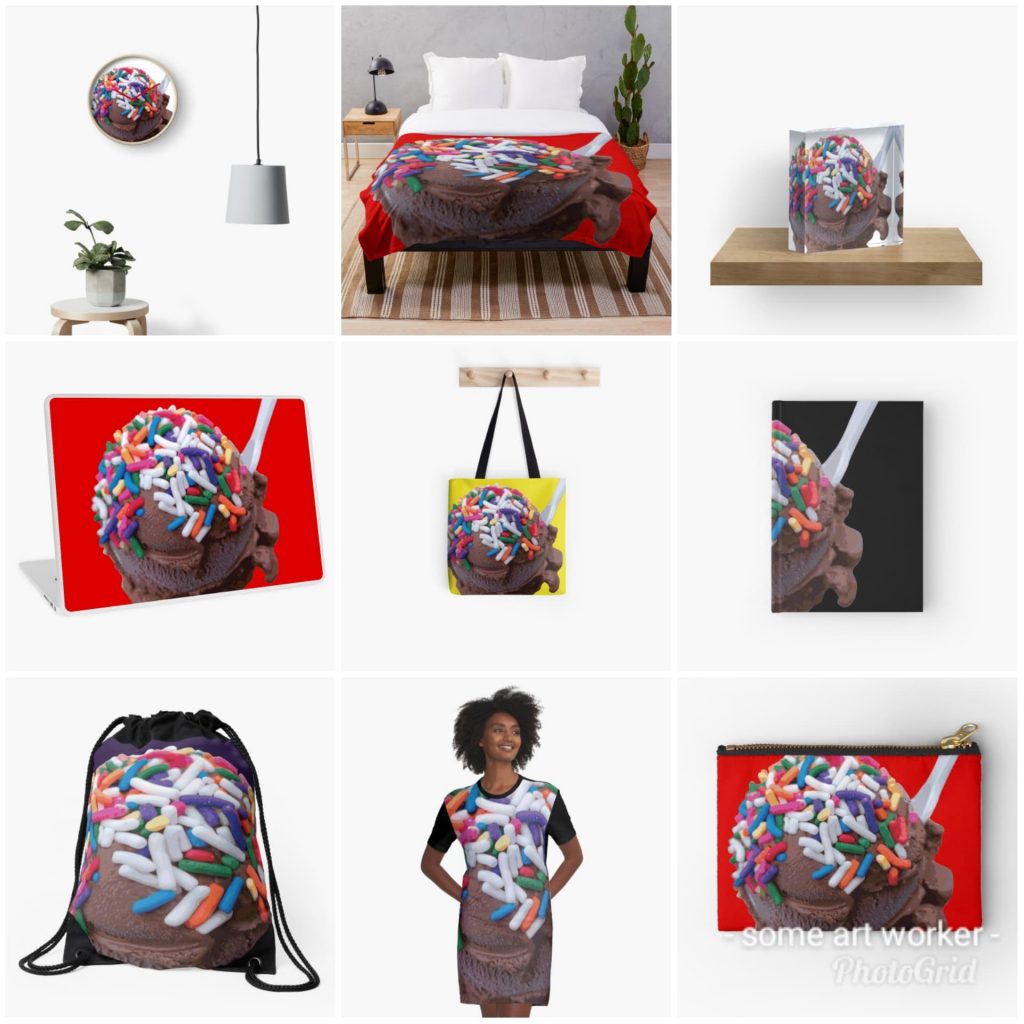 Warm Thoughts Dark Chocolate Ice Cream with Rainbow Sprinkles on Redbubble by someartworker