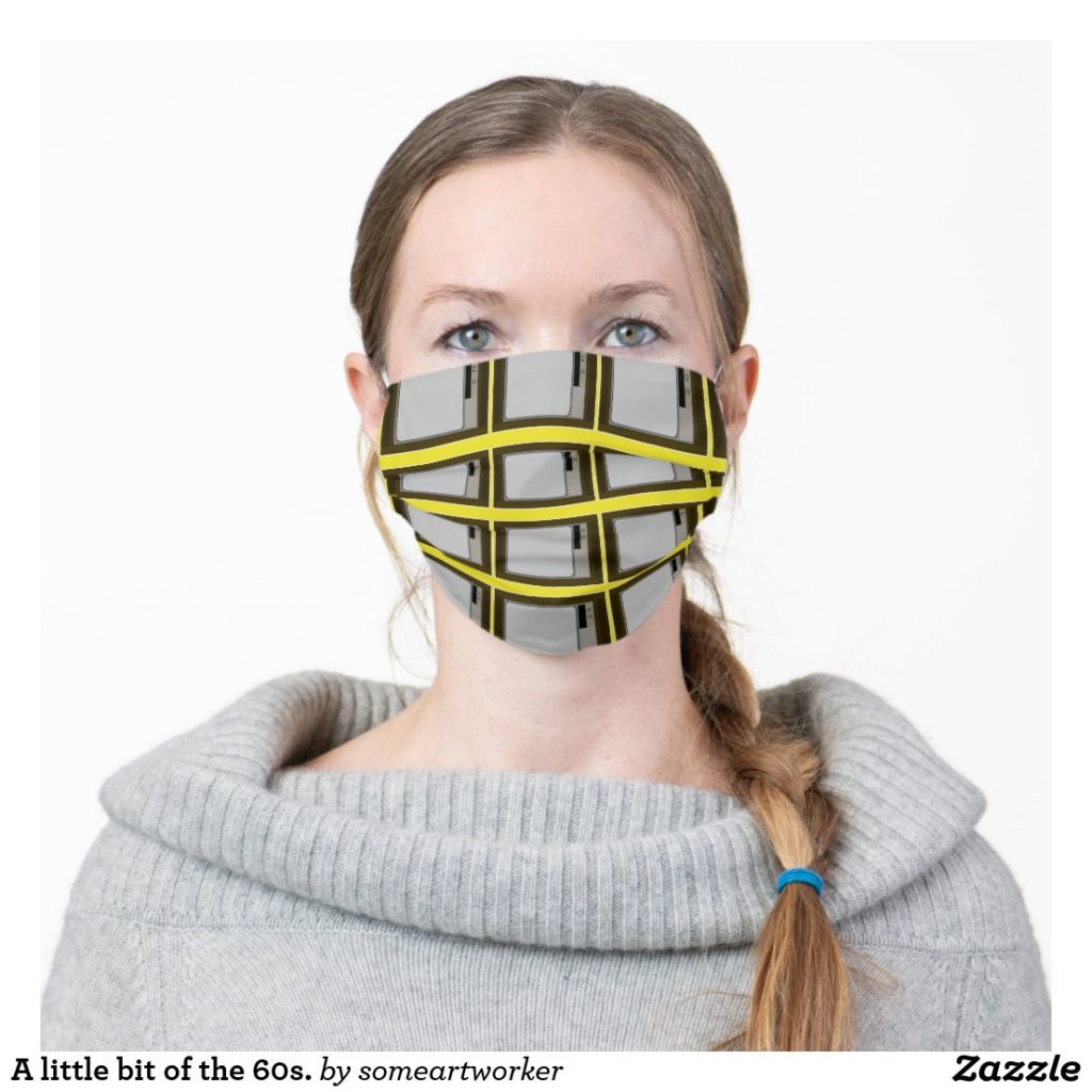A little bit of the 60s. Cloth Face Mask Cover worn on Zazzle by someartworker