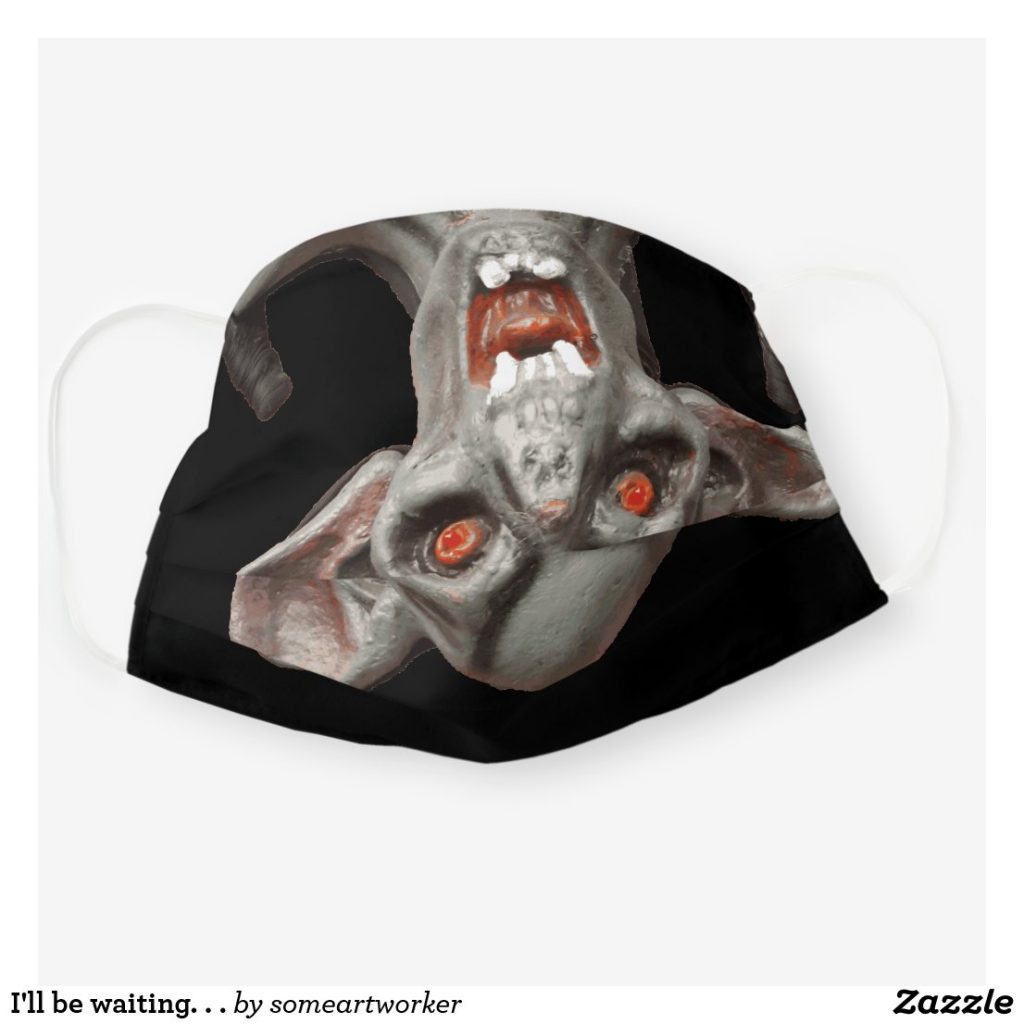 I'll be waiting. . . Cloth Face Mask Cover front unfolded on Zazzle by someartworker
