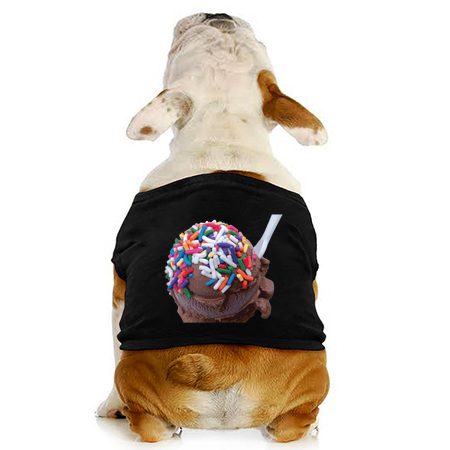 Warm Thoughts Dark Chocolate Ice Cream with Rainbow Sprinkles dog t-shirt on NeatoShop by someartworker