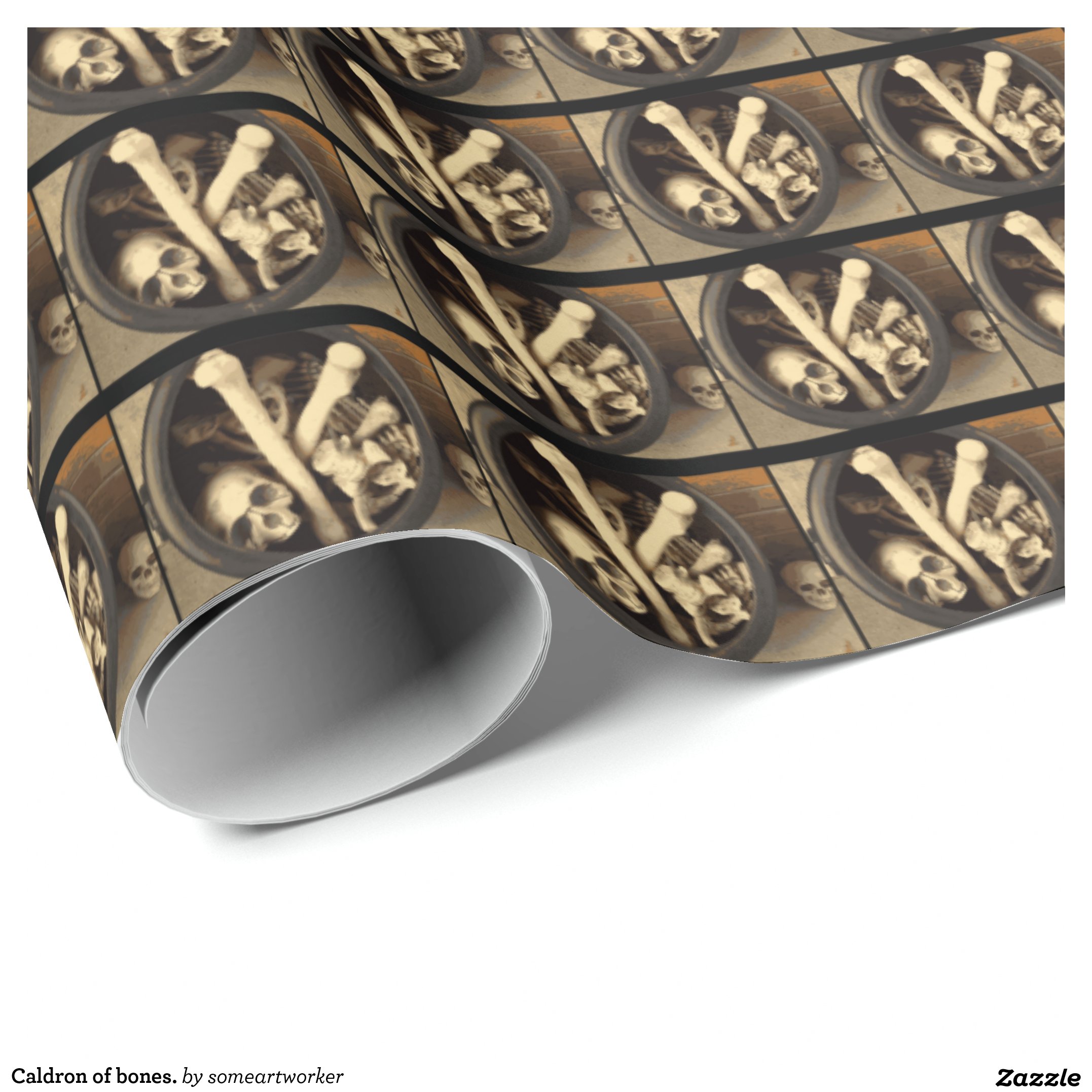 Caldron of bones. Wrapping Paper Roll Corner on Zazzle by someartworker
